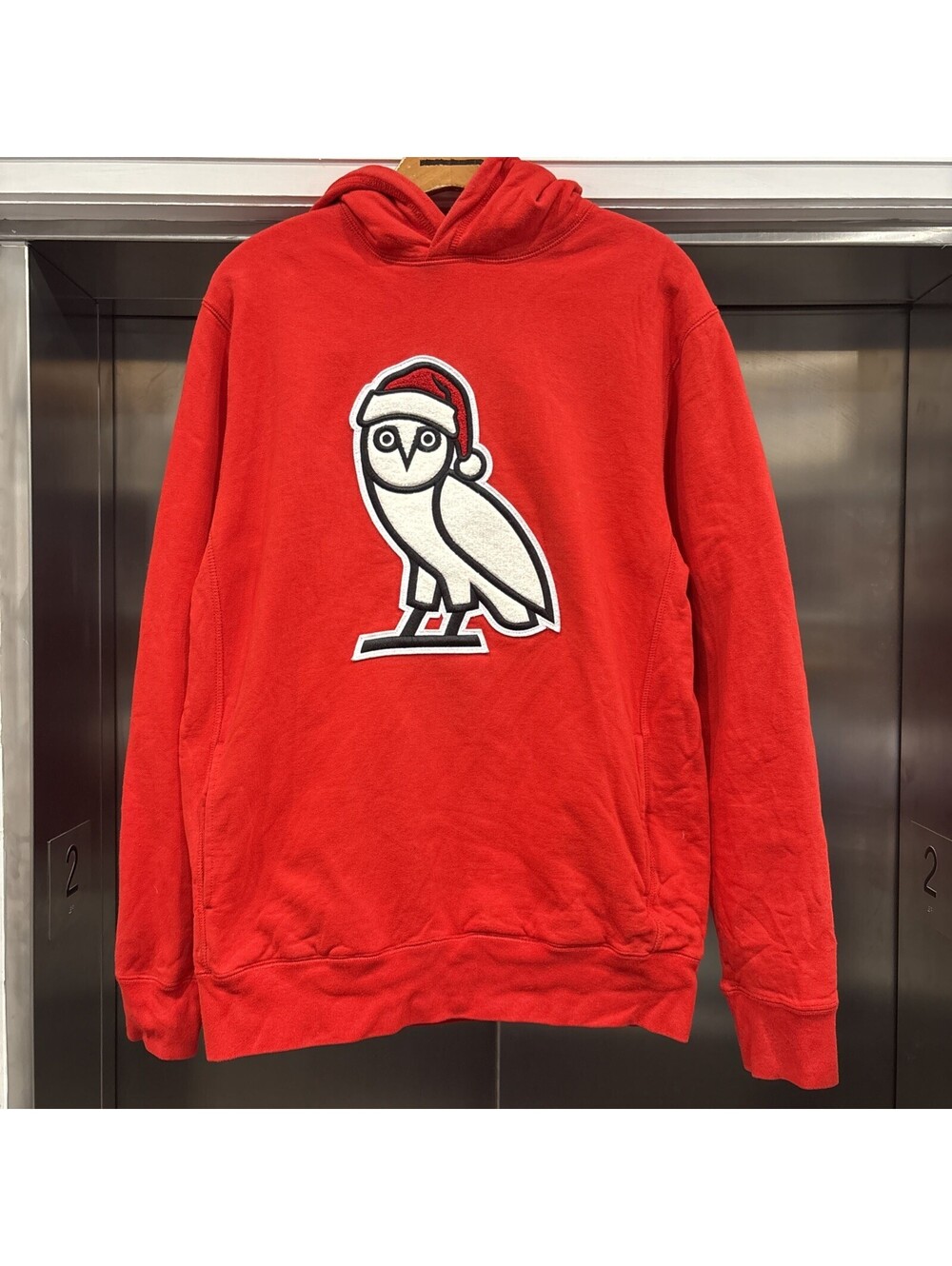 Men’s OVO Embroidered Owl Pullover Christmas hoodie Sz L